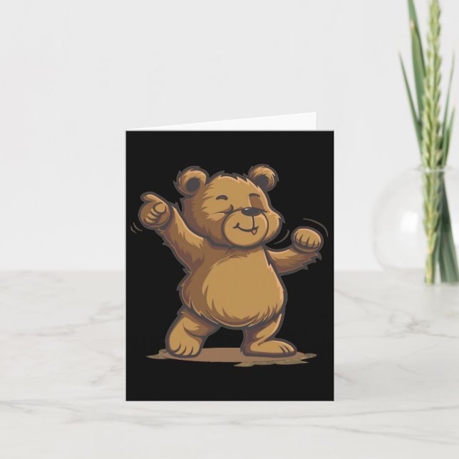 Funny Dancing Brown Bear For Lovers  Card (Front)