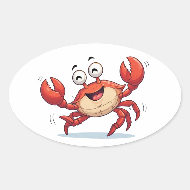 Funny Dancing Crab Cartoon Art Sticker (Front)