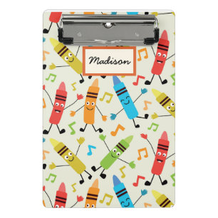 Funny Dancing Crayons With Music Notes Custom Mini Clipboard