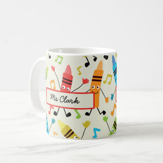 Funny Dancing Crayons With Music Notes Teacher Coffee Mug