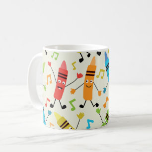 Funny Dancing Crayons With Music Notes Teacher  Coffee Mug