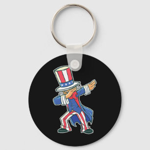 Funny Dancing Dabbing Uncle Sam 4th Of July Boys G Key Ring