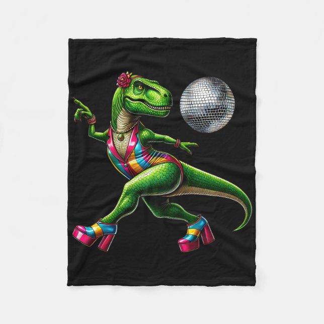 Funny Dancing Dinosaur1  Fleece Blanket (Front)