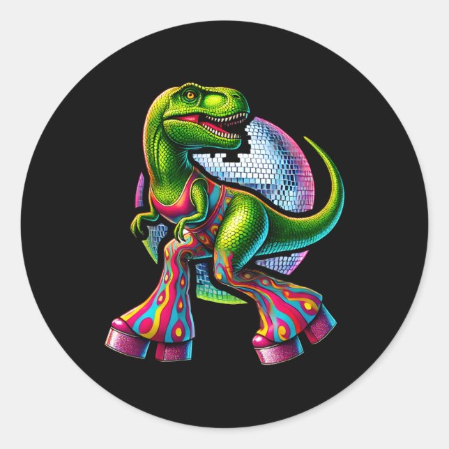 Funny Dancing Dinosaur  Classic Round Sticker (Front)