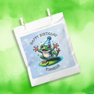 Funny Dancing Frog Personalised Birthday Favour Bags