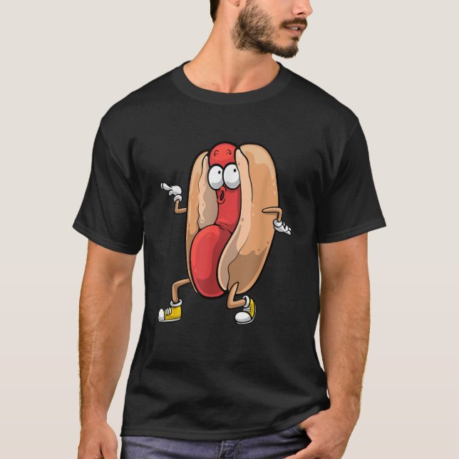 Funny Dancing Hot Dog Design For Kids Boys Girls H T-Shirt (Front)