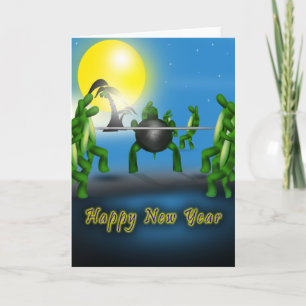 Funny Dancing Limbo-ing Turtles Happy New Year Car Holiday Card
