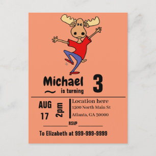 Funny Dancing Moose Birthday Party Invitation Postcard