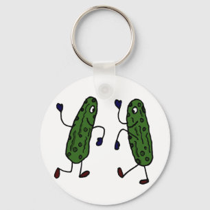 Funny Dancing Pickles Art Key Ring
