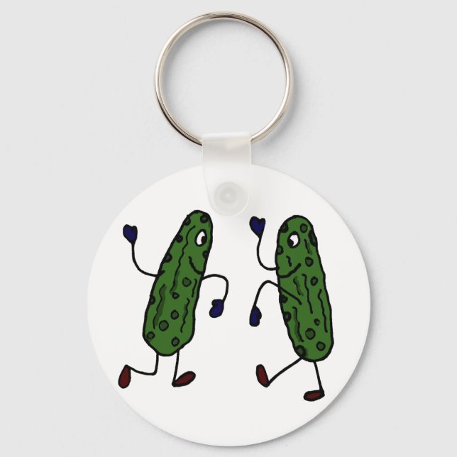 Funny Dancing Pickles Art Key Ring (Front)