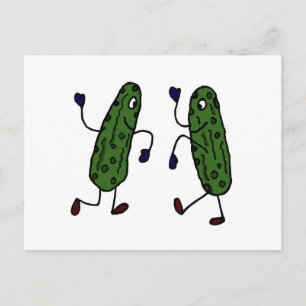 Funny Dancing Pickles Art Postcard