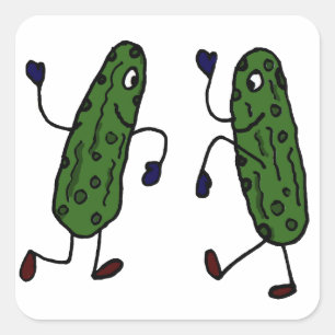 Funny Dancing Pickles Art Square Sticker