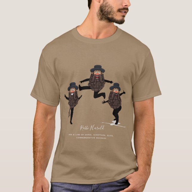 FUNNY Dancing RABBI Personalised with Text T-Shirt (Front)