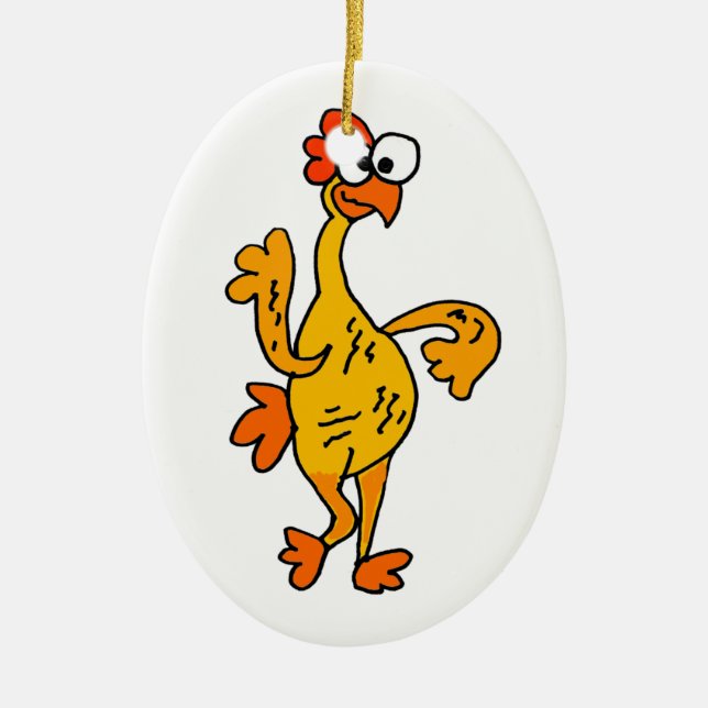 Funny Dancing Rubber Chicken Ceramic Tree Decoration (Front)
