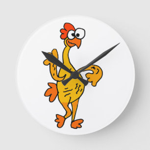 Funny Dancing Rubber Chicken Round Clock