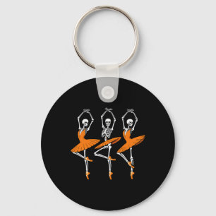 Funny Dancing Skeleton Ballerina Women's Girl's Key Ring
