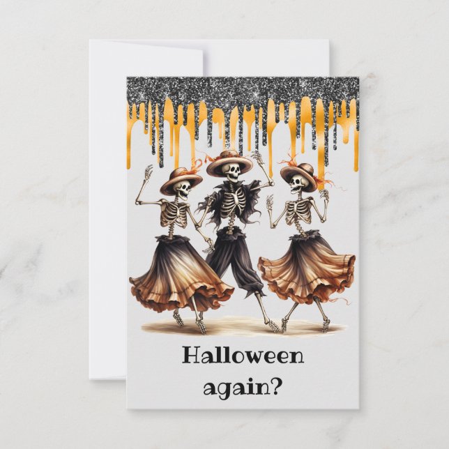 Funny Dancing Skeleton Halloween Party Invitation (Front)