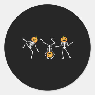 Funny Dancing Skeleton Halloween Pumpkin Skeletons Classic Round Sticker