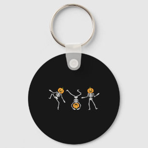 Funny Dancing Skeleton Halloween Pumpkin Skeletons Key Ring