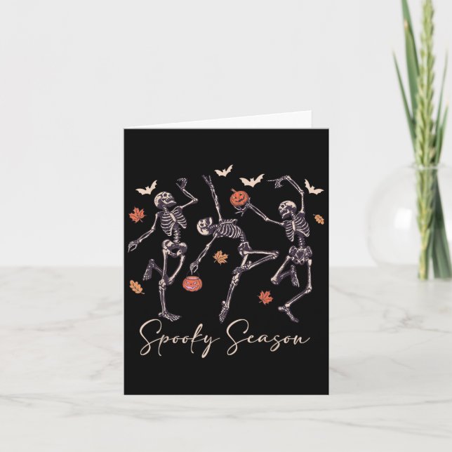 Funny Dancing Skeleton Halloween Pumpkin Soky Seas Card (Front)