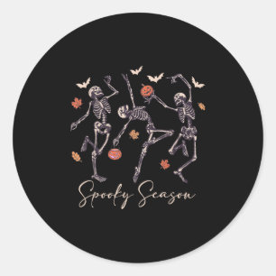 Funny Dancing Skeleton Halloween Pumpkin Soky Seas Classic Round Sticker