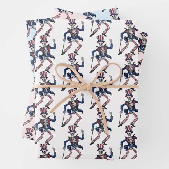 Funny Dancing Skeleton Wrapping Paper Sheet (In situ)