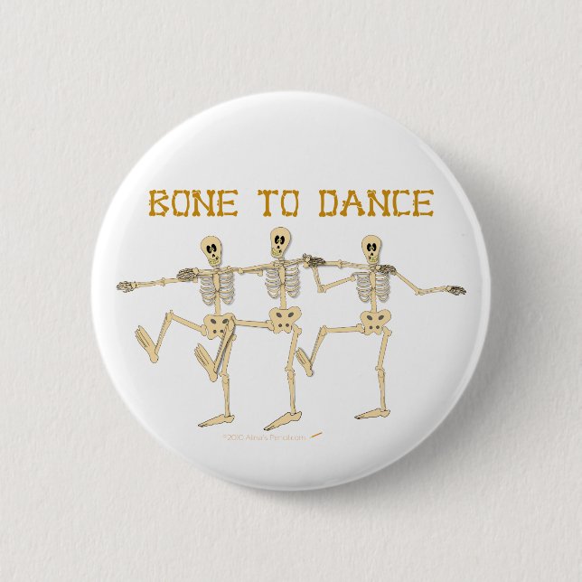 Funny Dancing Skeletons Bone To Dance Cartoon 6 Cm Round Badge (Front)