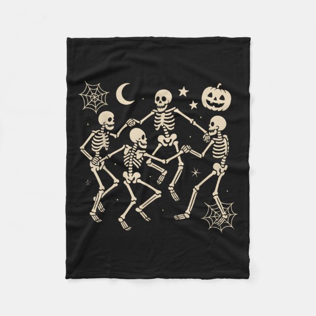 Funny Dancing Skeletons Dance Halloween Costume Ad Fleece Blanket (Front)