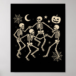 Funny Dancing Skeletons Dance Halloween Costume Ad Poster