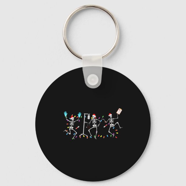 Funny Dancing Skeletons Nicu Er Nurse Registered N Key Ring (Front)