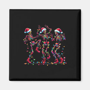 Funny Dancing Skeletons Santa Hat Dance Christmas Magnet