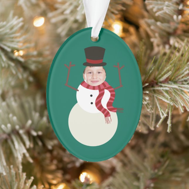 Funny Dancing Snowman Photo Holiday Ornament (Tree)