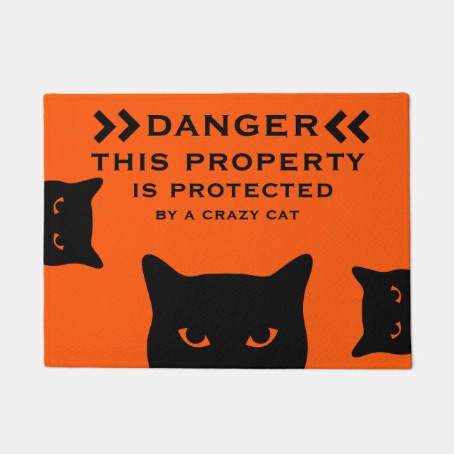Funny Dangerous Cat Doormat (Front)