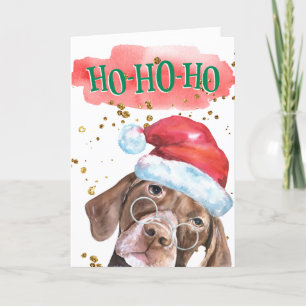 Funny Danish pointer dog sayings Santa hat Holiday Card