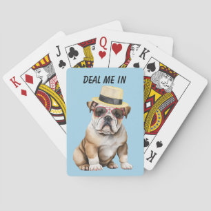 Funny Dapper Bulldog Deal Me In Playing Cards
