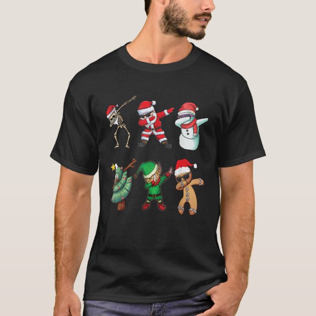 Funny Dapping santa Elf Friends Christmas Kids gin T-Shirt (Front)