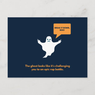Funny Dark Blue and Orange Halloween Postcard