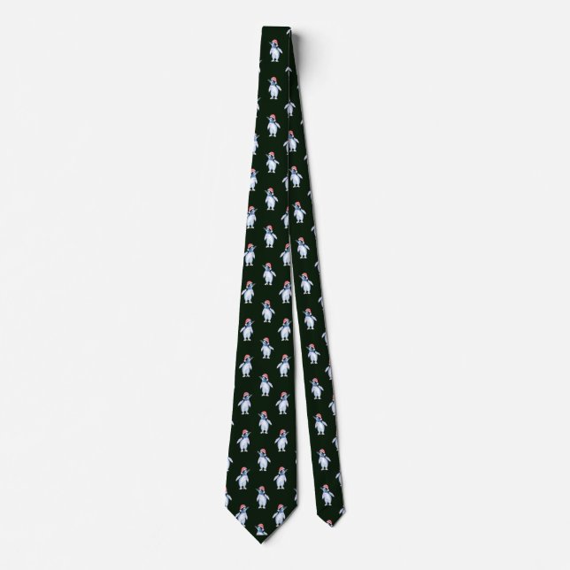 Funny Dark Green Penguin Tie for Animal Lovers (Front)