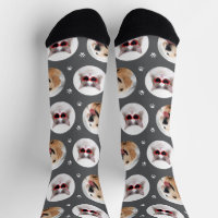 Funny Dark Grey Custom 2 Pet Photo Paw Print
