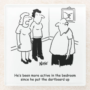 Funny Dart Player Gift. Funny Glass Coaster