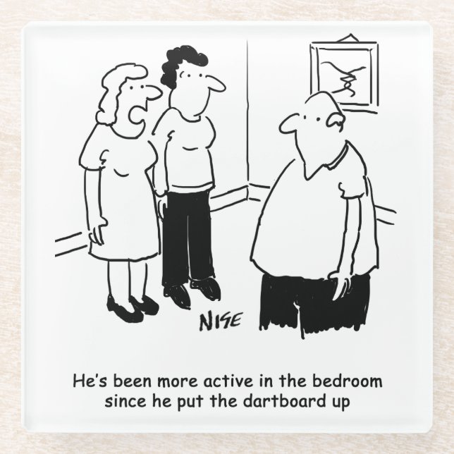 Funny Dart Player Gift. Funny Glass Coaster (Front)