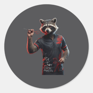 Funny Dart Raccoon Tee For Throwing Darts Dartboar Classic Round Sticker