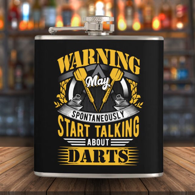 Funny Dart warning Flask 6 oz. (Creator Uploaded)