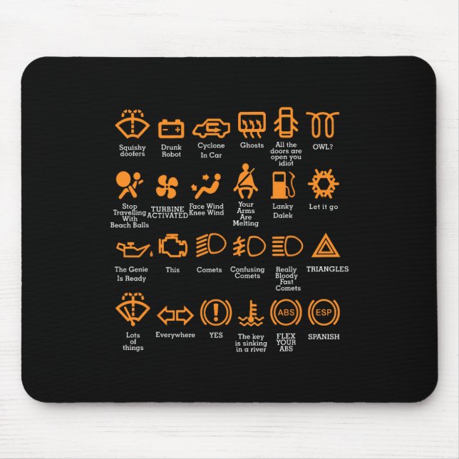 Funny Dashboard Icons Coffee Mug Car Guy Car Lover Mouse Mat (Front)