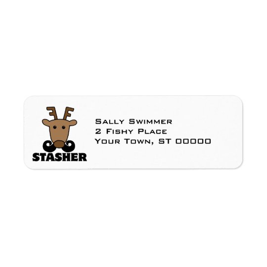 funny dasher stasher moustache reindeer return address label