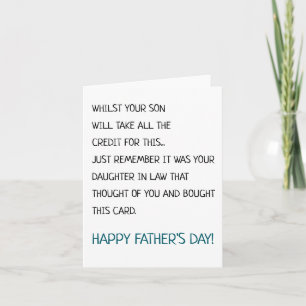 Funny Daughter In Law Happy Father's Day Family Card