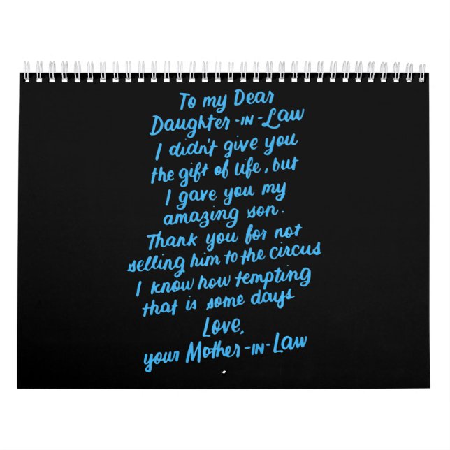 Funny Daughter in Law To My Dear Daughter In Law Calendar (Cover)