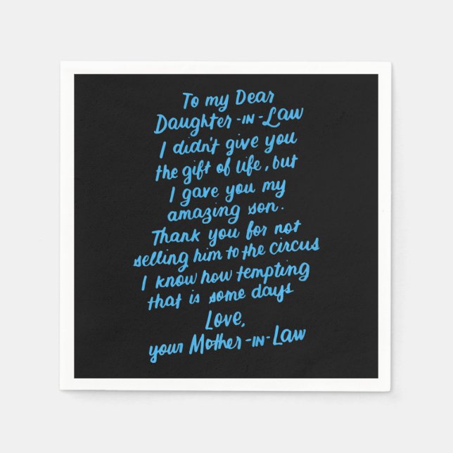 Funny Daughter in Law To My Dear Daughter In Law Napkin (Front)