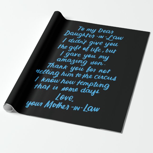 Funny Daughter in Law To My Dear Daughter In Law Wrapping Paper (Unrolled)