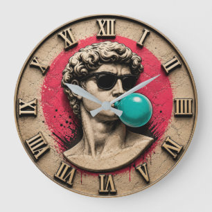 Funny David Bubble Gum Pop Art Michelangelo Statue Large Clock